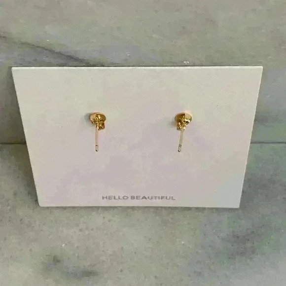 Crystal Dangle Moon Huggie Pendant Earrings - Picture 4 of 4